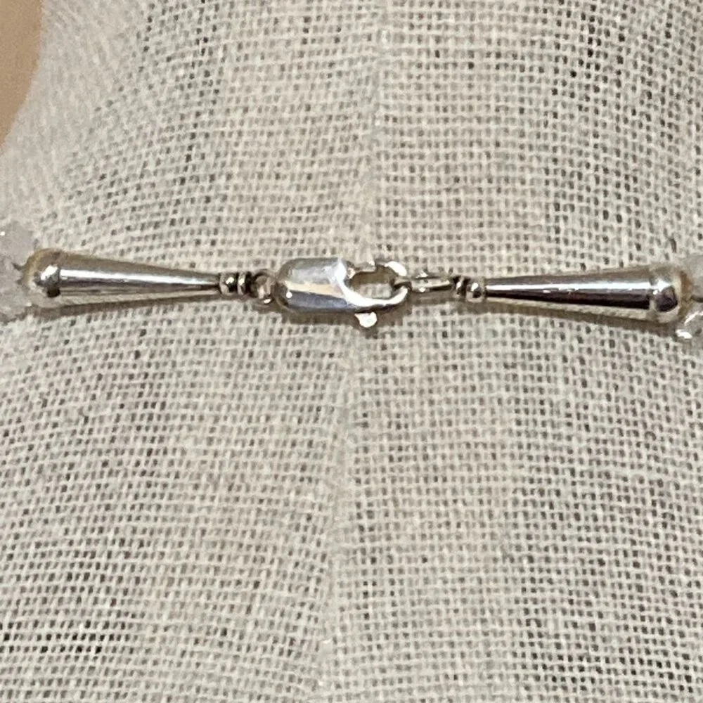 White Quartz and Crystal Necklace 18" Sterling Silver - Picture 6 of 9